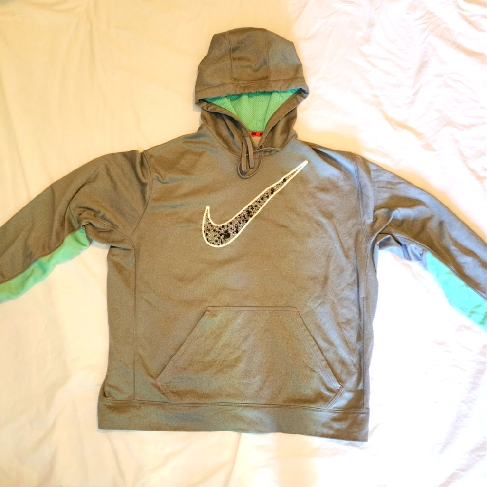Nike Therma-Fit Hoodie 2XL Silver/Spring Green